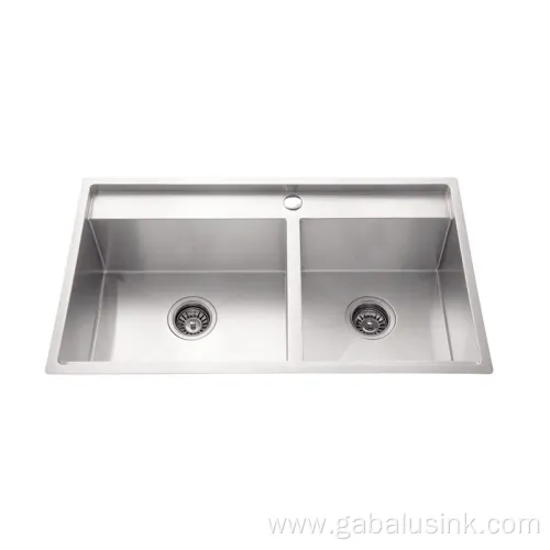 Home Stainless Steel Handmade Two Bowls Kitchen Sink